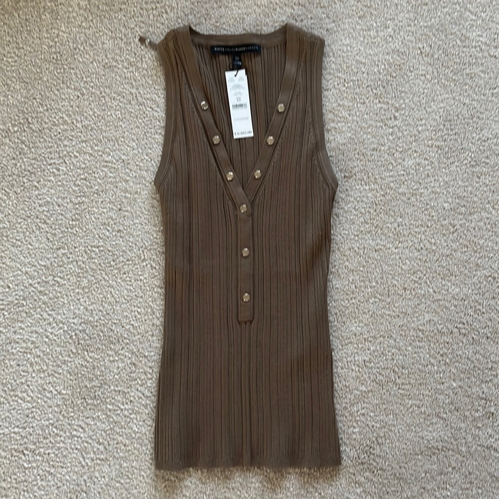 NWT! WHBM Sleeveless Rib Snap Tank Top